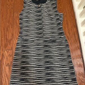 Retro style Trina Turk Black and Cream Striped Mini‎ Dress size 6